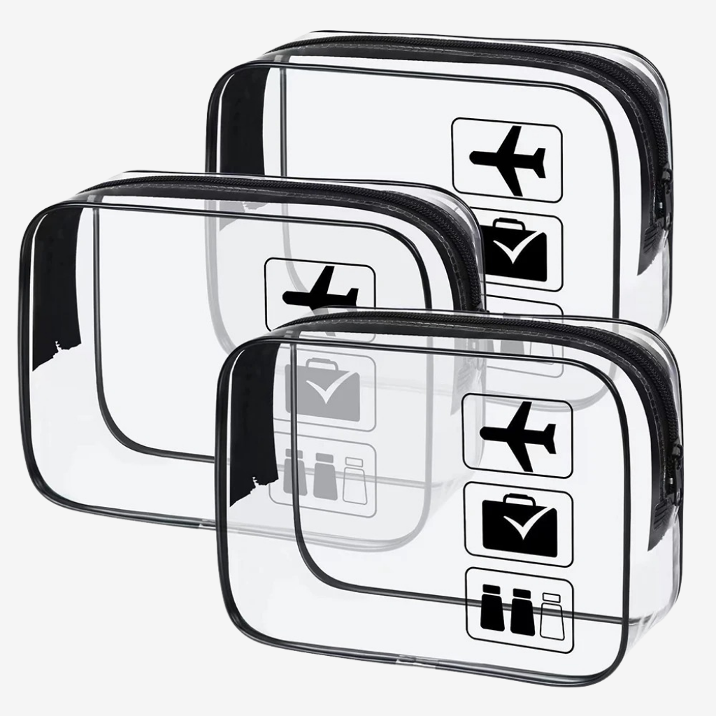 SACAVIA LIQUIX – Trousse transparente de voyage (Lot de 3)