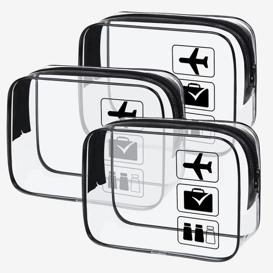 SACAVIA LIQUIX – Trousse transparente de voyage (Lot de 3)